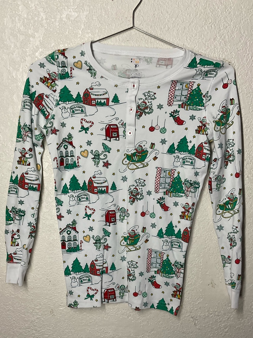 Roller Rabbit Christmas PJ Top Size 14